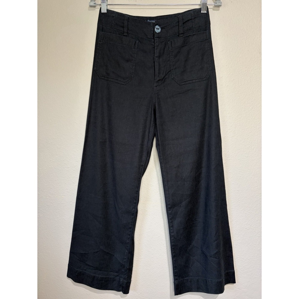 Maeve by Anthropologie The Colette Cropped Wide Leg Pants Black Size 0
